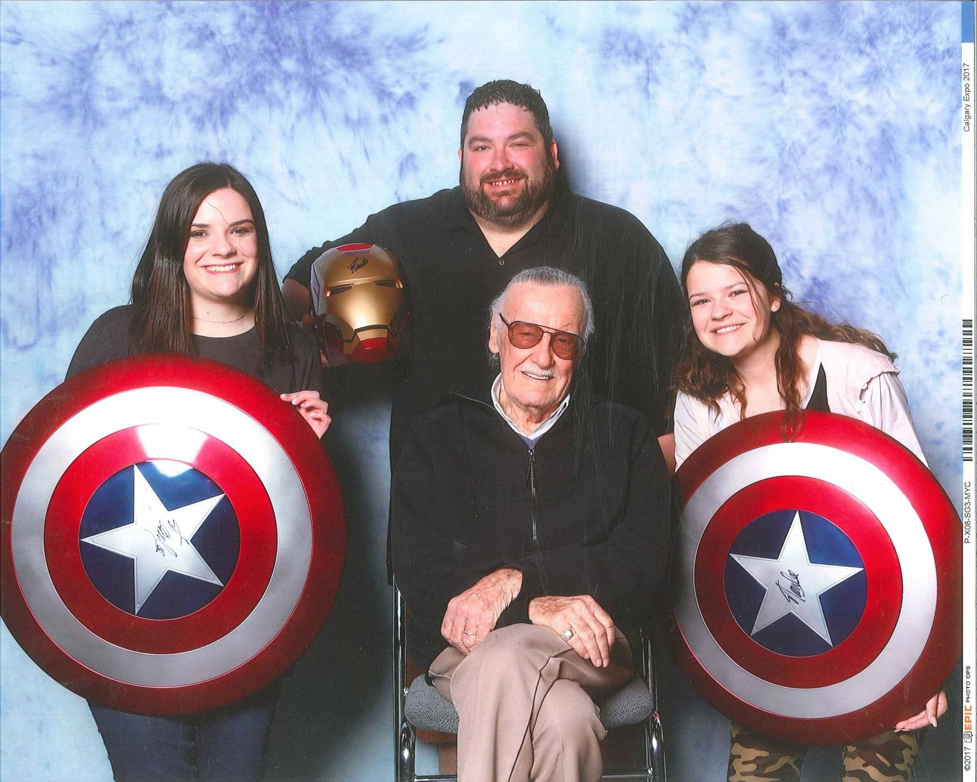 Jason with signed Captain America disks man and 2 girls