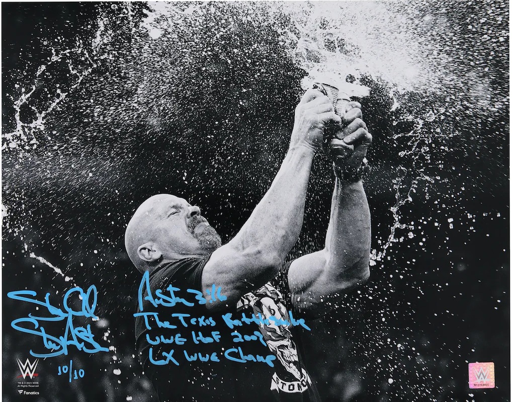 "Stone Cold" Steve Austin WWE Autographed 16" x 20" Beer Splash Photograph with Multiple Inscriptions - Limited Edition #10/10