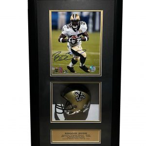 Reggie Bush New Orleans Saints Autographed Photo Framed with Mini Helmet