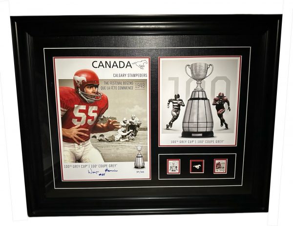 Wayne Harris Calgary Stampeders Autographed Framed Canada Post