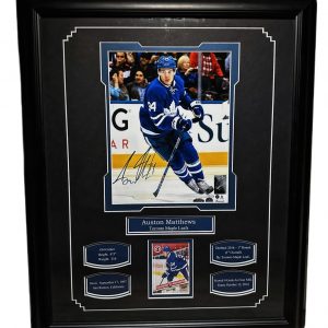Auston Matthews Toronto maple Leafs Autographed Framed 8x10 With Cards