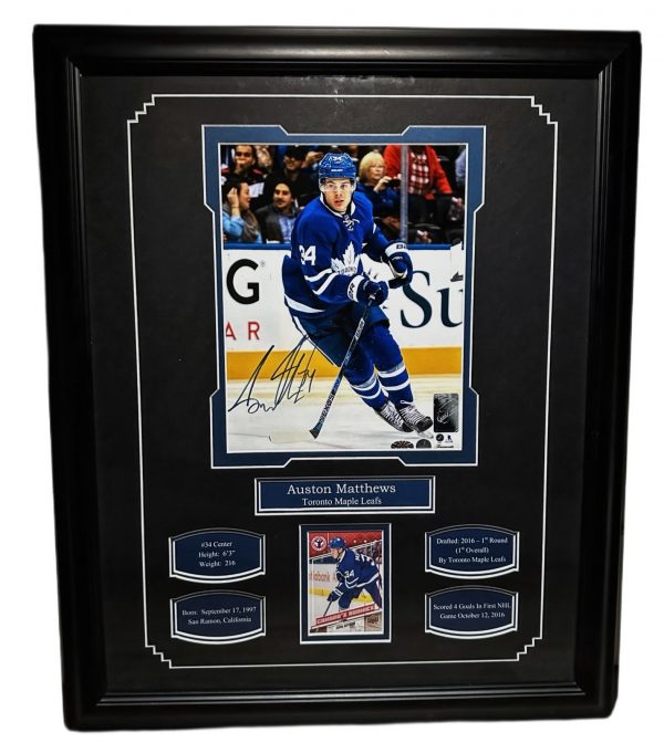 Auston Matthews Toronto maple Leafs Autographed Framed 8x10 With Cards