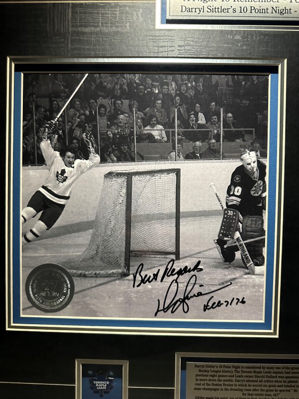 Daryl Sittler Toronto Maple Leafs Autographed Framed 10 Point Night - Image 2