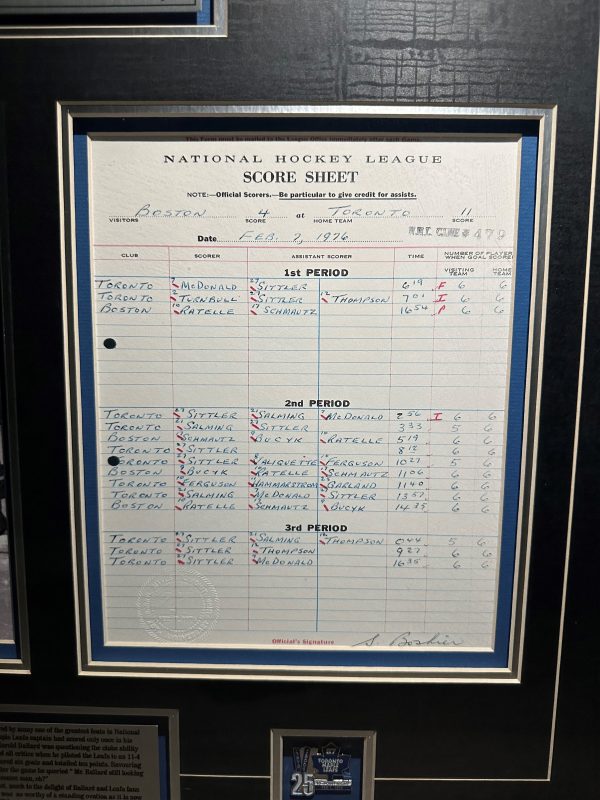 Daryl Sittler Toronto Maple Leafs Autographed Framed 10 Point Night - Image 3
