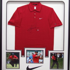 Tiger Woods Autographed Sunday Red Framed Shirt (UDA)
