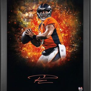 Russell Wilson Denver Broncos Autographed Framed 20x24 In Focus
