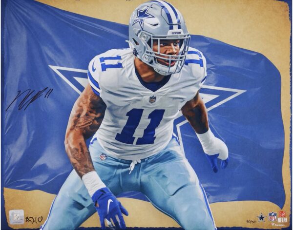 Micah Parsons Dallas Cowboys Autographed 16" x 20" Photo Print - Art by Brian Konnick - Limited Edition #11/50