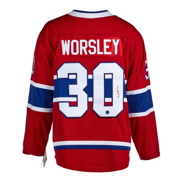 Gump Worsley Montreal Canadiens Autographed Red Fanatics Jersey