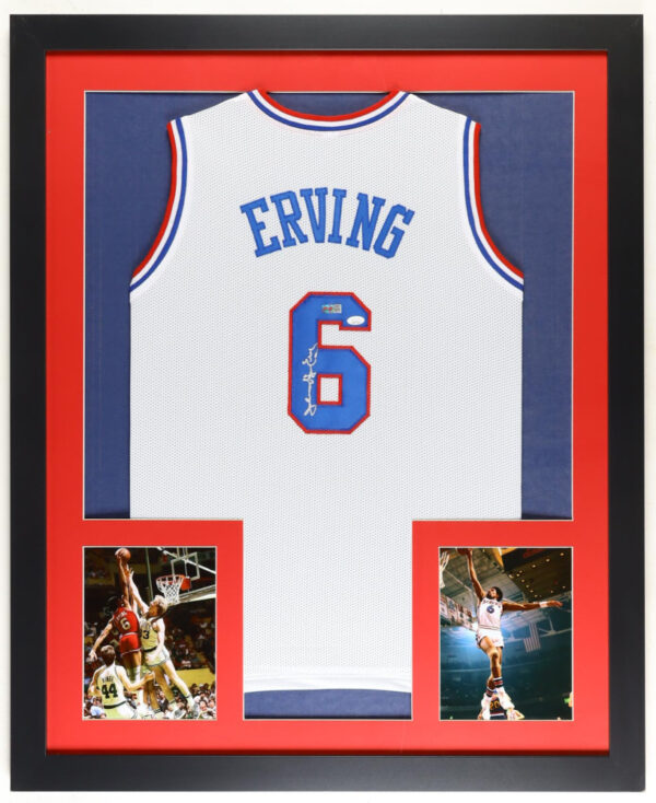 Julius Erving Philadelphia 76ers Autographed Framed Jersey