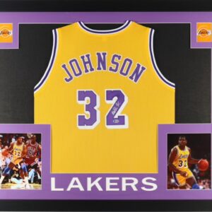 Magic Johnson Los Angeles Lakers Autographed Framed Jersey (Beckett)