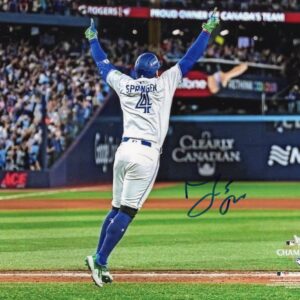 George Springer Toronto Blue Jays Hitting A Dinger Autographed 8x10 Photo