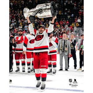 Sebastian Aho Carolina Hurricanes Autographed 2026 Stanley Cup Champions 8" x 10" Raising Cup Photograph
