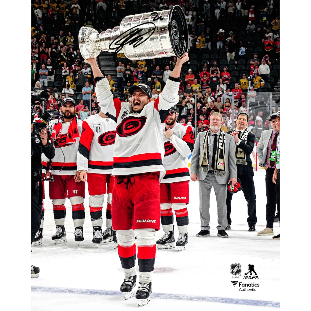 Sebastian Aho Carolina Hurricanes Autographed 2026 Stanley Cup Champions 8" x 10" Raising Cup Photograph