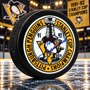 Tom Barrasso Pittsburgh Penguins Autographed Stanley Cup Puck