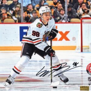 Connor Bedard Chicago Blackhawks Autographed White Jersey 8x10 Photo