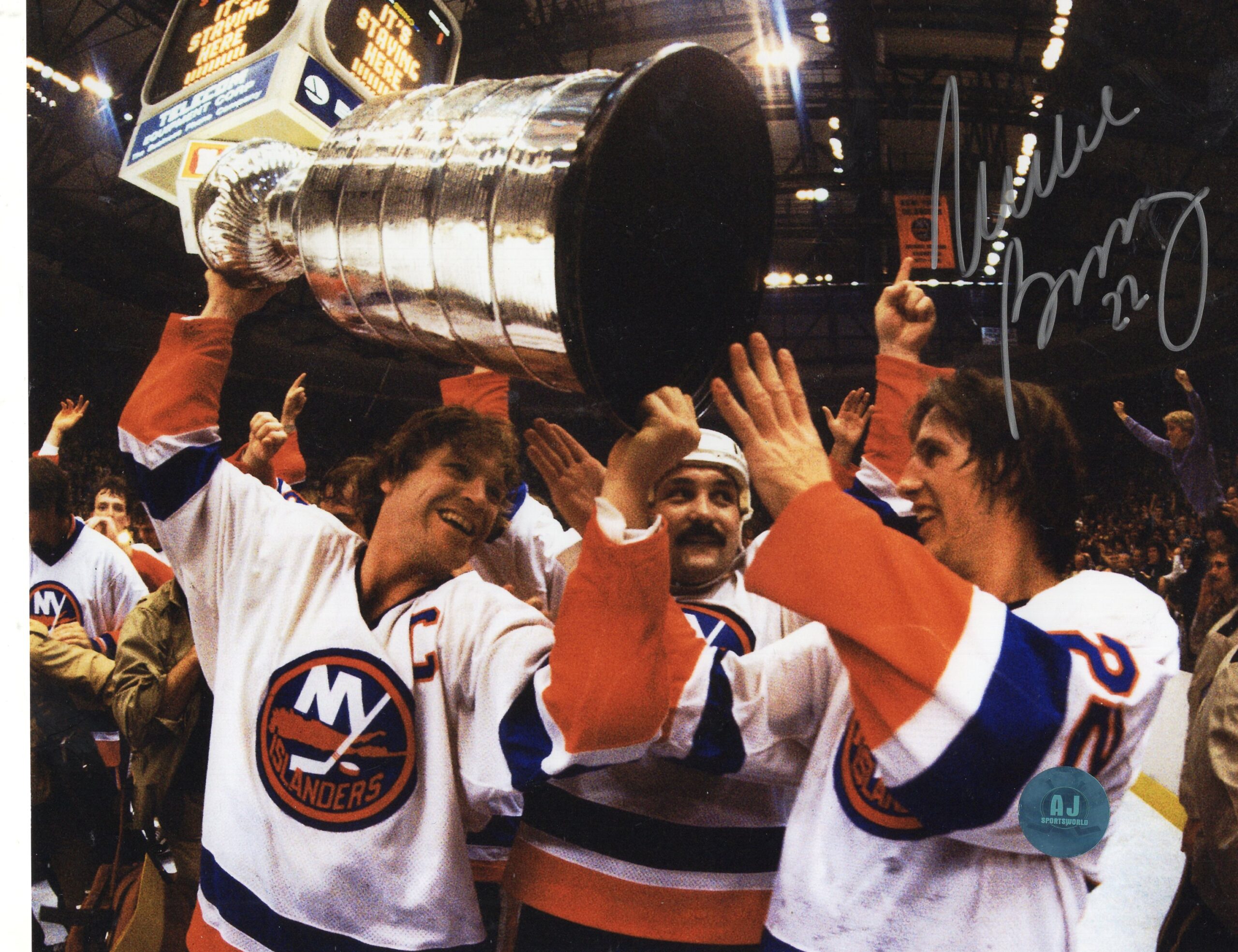 Mike Bossy New York Islanders Autographed Stanley Cup 8x10 Photo