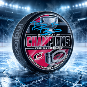 Brandon Bussi Carolina Hurricanes Autographed 2026 Stanley Cup Champions Hockey Puck