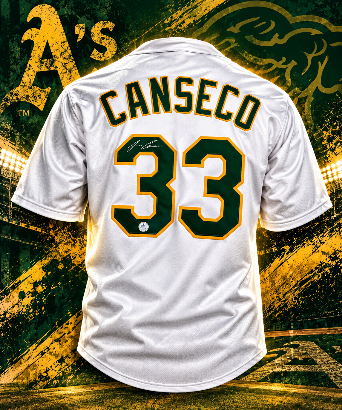 Jose Canseco Autographed Oakland City Design Baseball Jersey