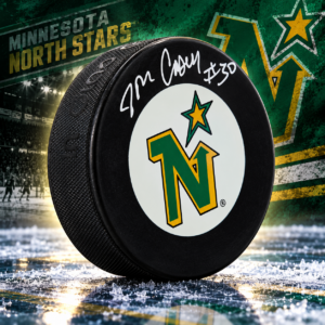 Jon Casey Minnesota North Stars Autographed Hockey Puck
