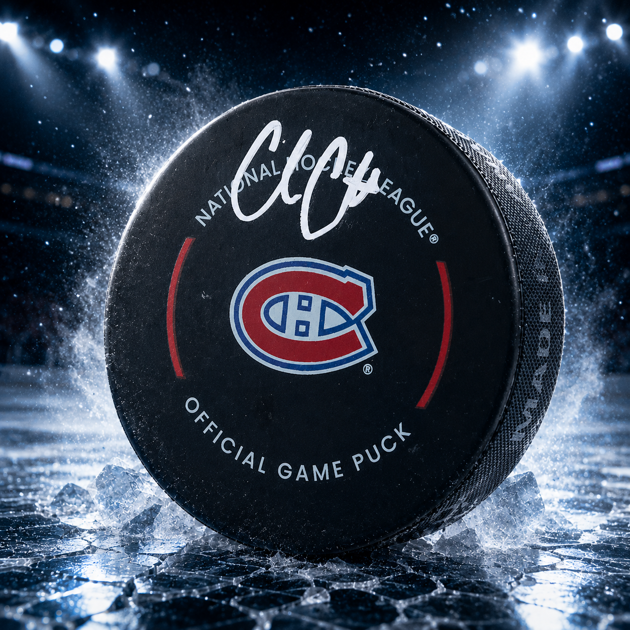 Cole Caufield Montreal Canadiens Autographed Official Team Game Puck