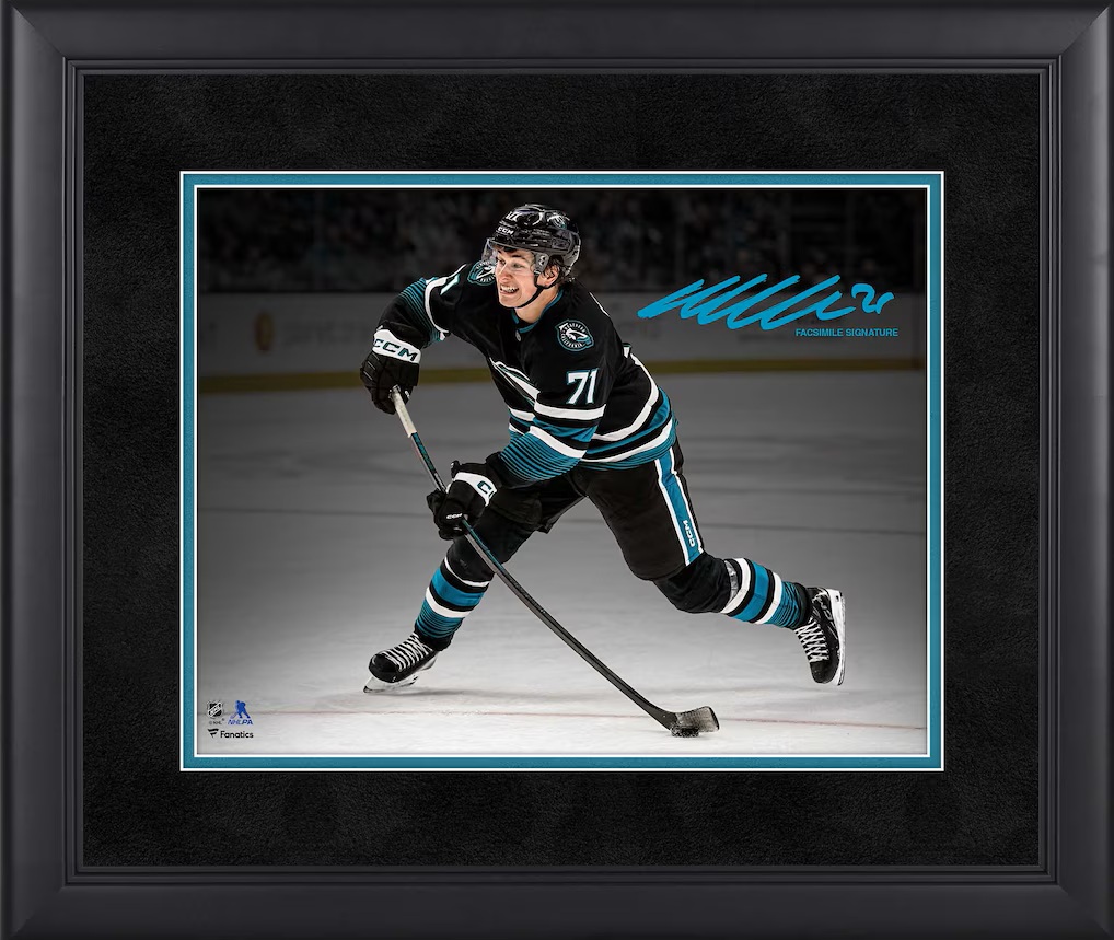 Macklin Celebrini San Jose Sharks Facsimile Signature Framed 11" x 14" Spotlight Photograph