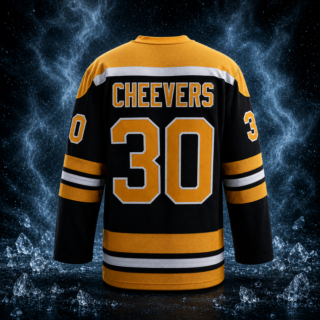 Gerry Cheevers Autographed Boston Bruins Fanatics Throwback Jersey