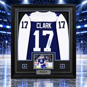 Wendel Clark Signed Framed Jersey Maple Leafs Replica Fanatics Blue