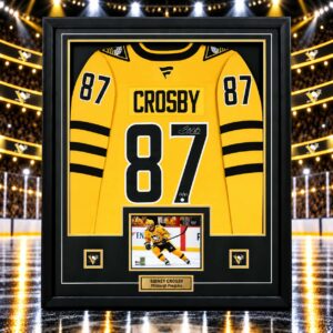 Sidney Crosby Signed Jersey Framed 34x42 Pittsburgh Penguins 2025 Alternate Fanatics Premium (Limited Edition of 87)