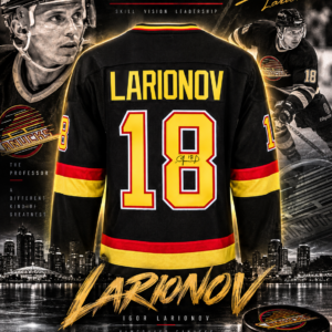 Igor Larionov Autographed Vancouver Canucks Black Fanatics Throwback Jersey