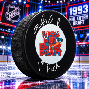 Alexandre Daigle Autographed 1993 NHL Entry Draft Puck with 1st Pick Note