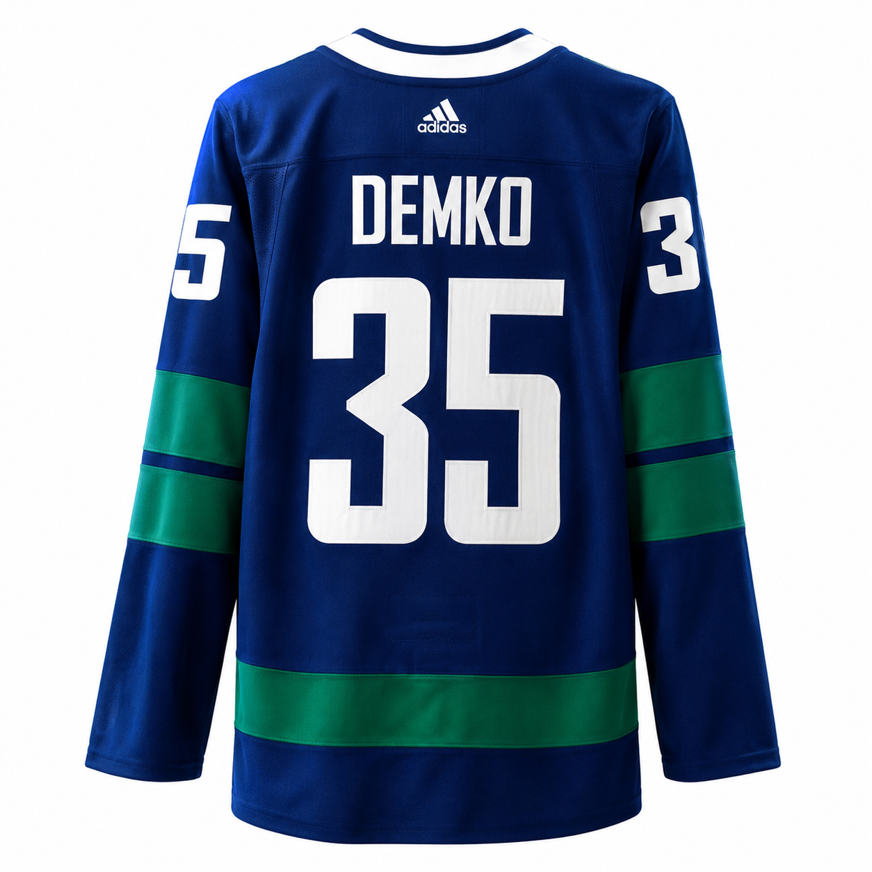 Thatcher Demko Vancouver Canucks Autographed Blue adidas Alternate Authentic Jersey - Image 3