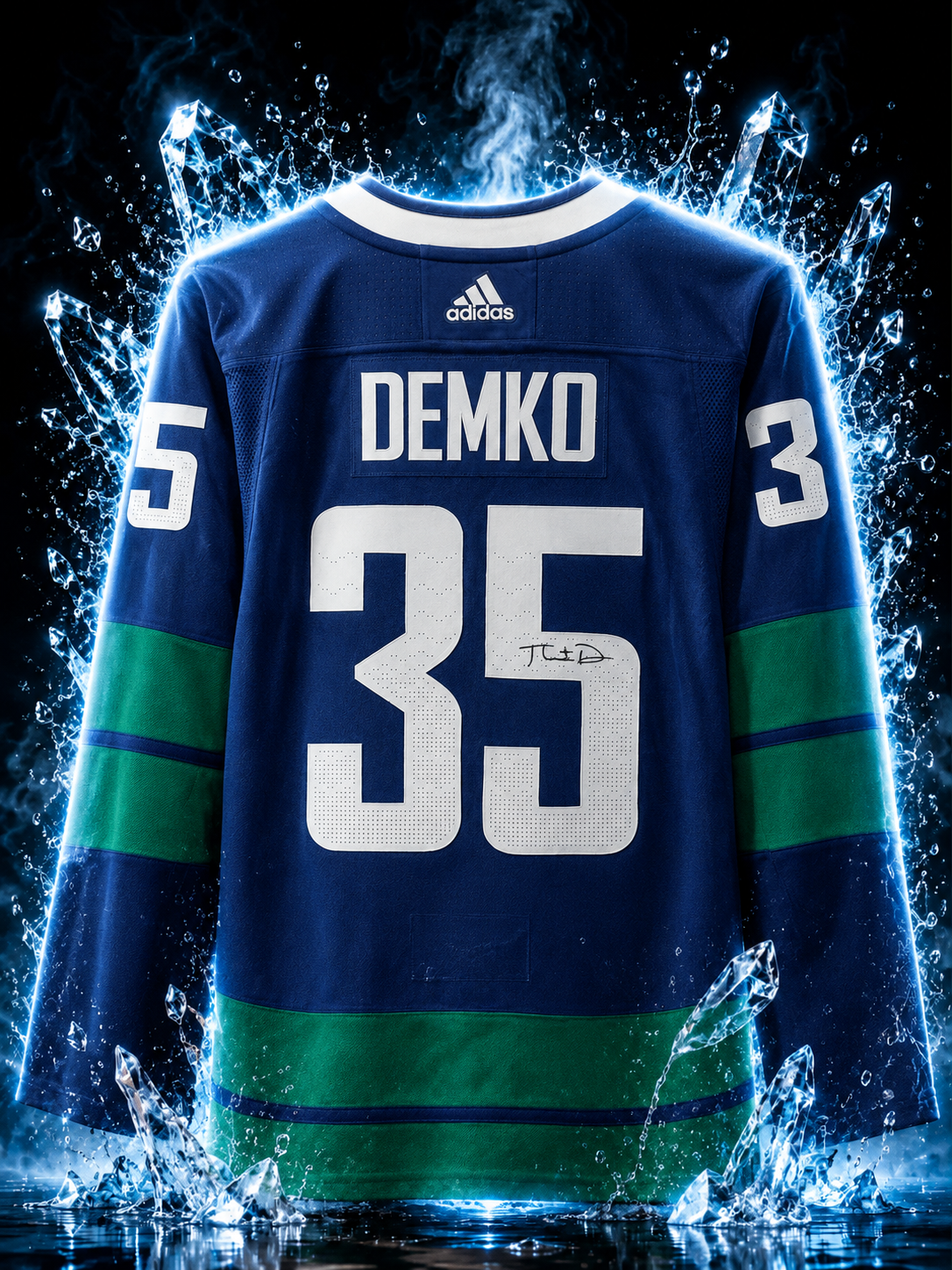 Thatcher Demko Vancouver Canucks Autographed Blue adidas Alternate Authentic Jersey