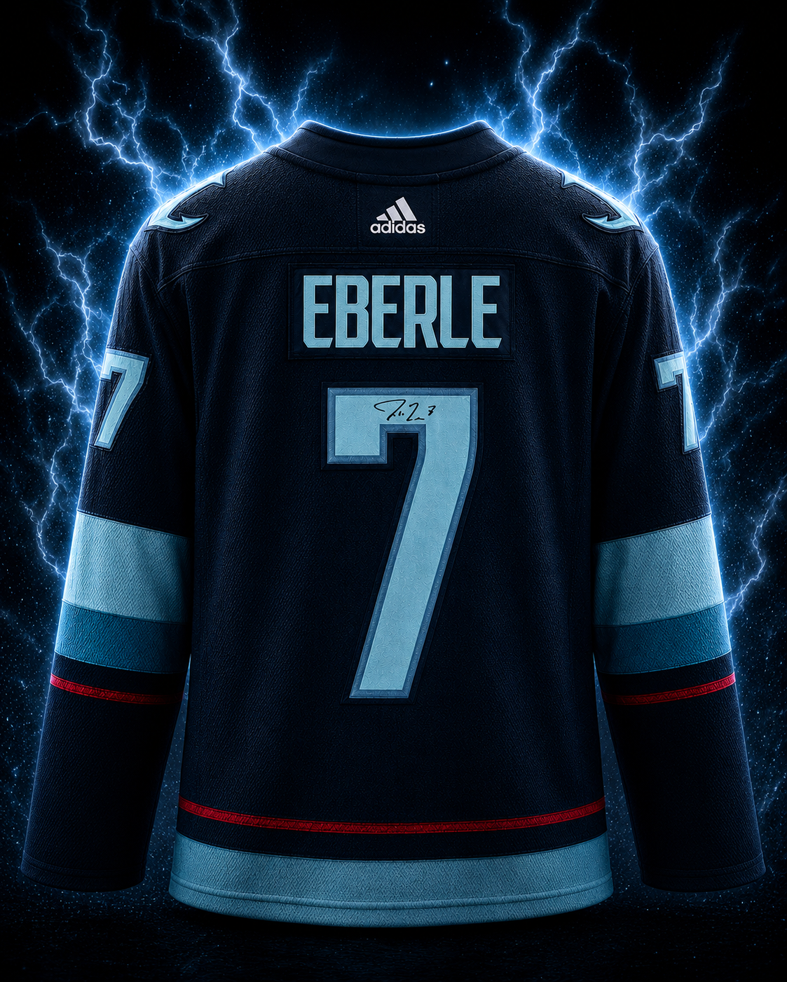 Jordan Eberle Seattle Kraken Autographed Navy Fanatics Breakaway Jersey with Inaugural Season Jersey Patch