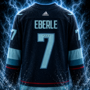 Jordan Eberle Seattle Kraken Autographed Navy Fanatics Breakaway Jersey with Inaugural Season Jersey Patch