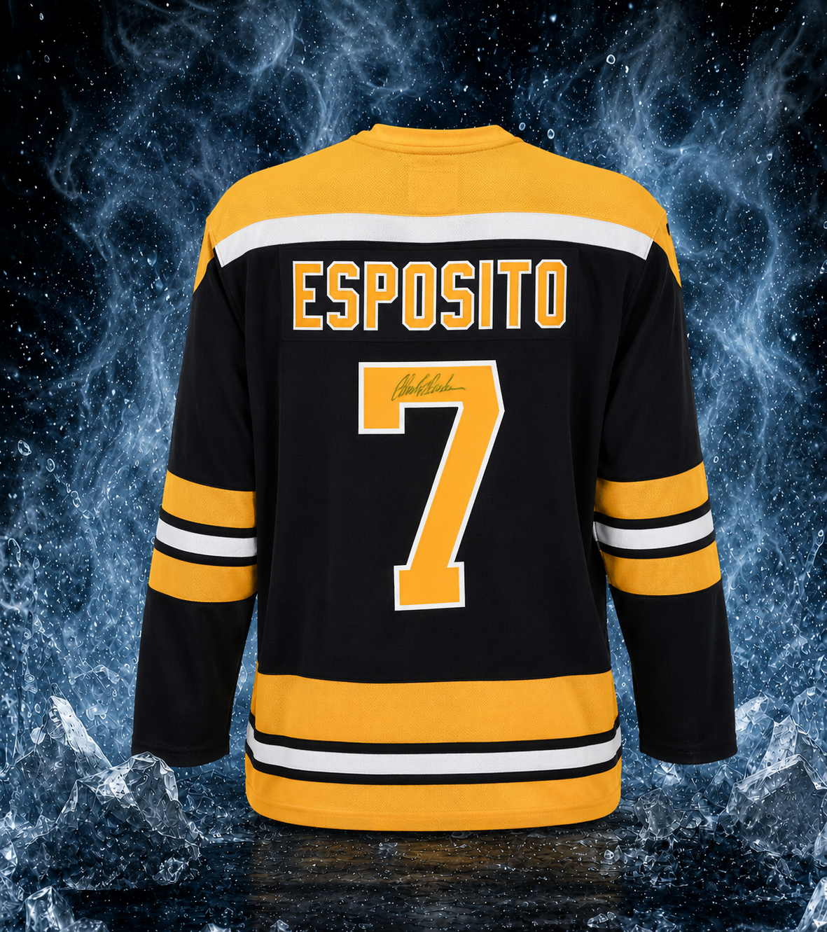 Phil Esposito Autographed Boston Bruins Fanatics Throwback Jersey