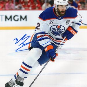 Evan Bouchard Edmonton Oilers White Jersey Autographed 8x10 Photo