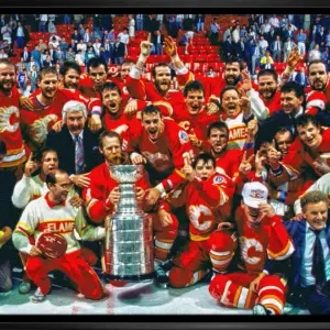 Calgary Flames 20x29 Framed Canvas 1989 Cup Celebration