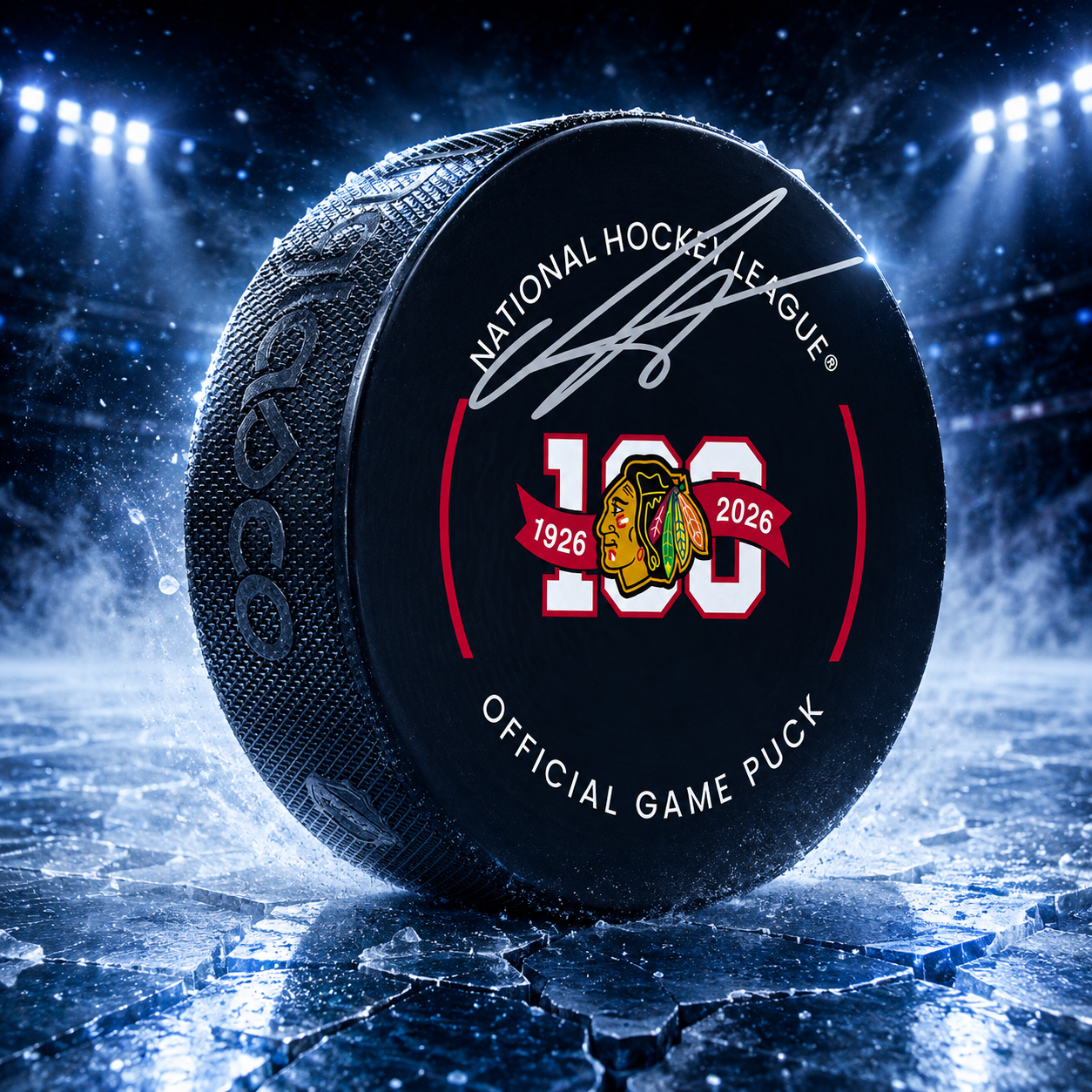 Anton Frondell Chicago Blackhawks Autographed 100th Anniversary Official Game Puck