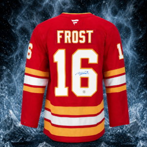 Morgan Frost Autographed Calgary Flames Fanatics Premium Jersey