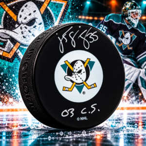JS Giguere Autographed Anaheim Ducks Hockey Puck