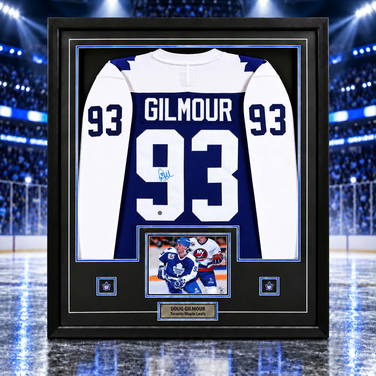 Doug Gilmour Signed Jersey Framed Toronto Maple Leafs Replica Blue Vintage Fanatics