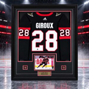 Claude Giroux Signed Framed 34x42 Ottawa Senators Black Adidas Authentic Jersey
