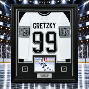 Wayne Gretzky Signed Framed 34x42 Los Angeles Kings Away CCM Jersey