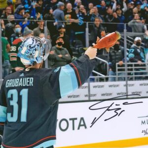 Philipp Grubauer Seattle Kraken Autographed 11'' x 14'' Salmon Spotlight Photograph - Limited Edition of 32