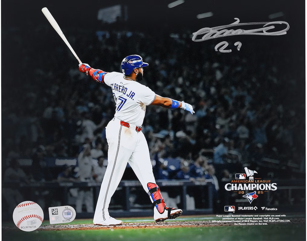 Vladimir Guerrero Jr. Toronto Blue Jays Autographed 8" x 10" 2025 American League Champions Home Run Spotlight Photograph