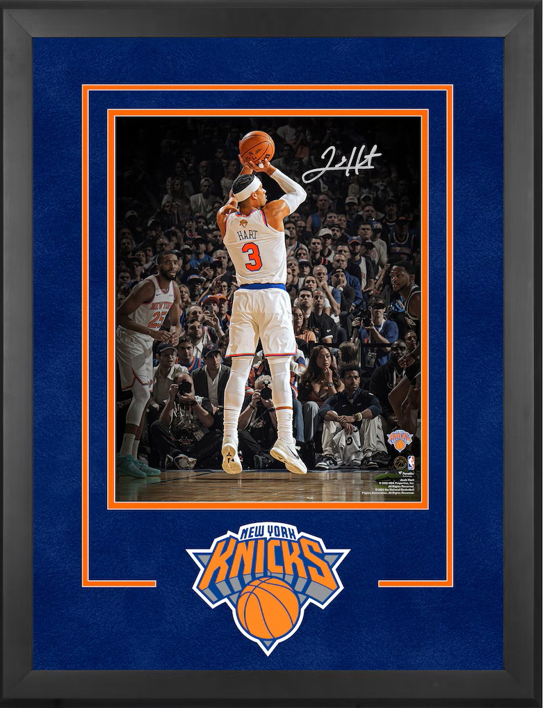 Josh Hart New York Knicks Autographed 2026 NBA Finals Champions Deluxe Framed 16" x 20" Action Spotlight Photograph