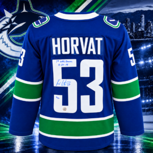 Bo Horvat Vancouver Canucks Autographed & Dated 1st Goal Fanatics Jersey #/53