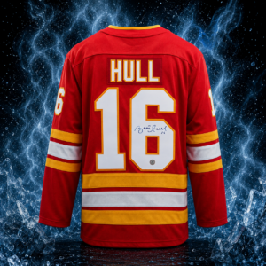 Brett Hull Autographed Calgary Flames Fanatics Breakaway Jersey