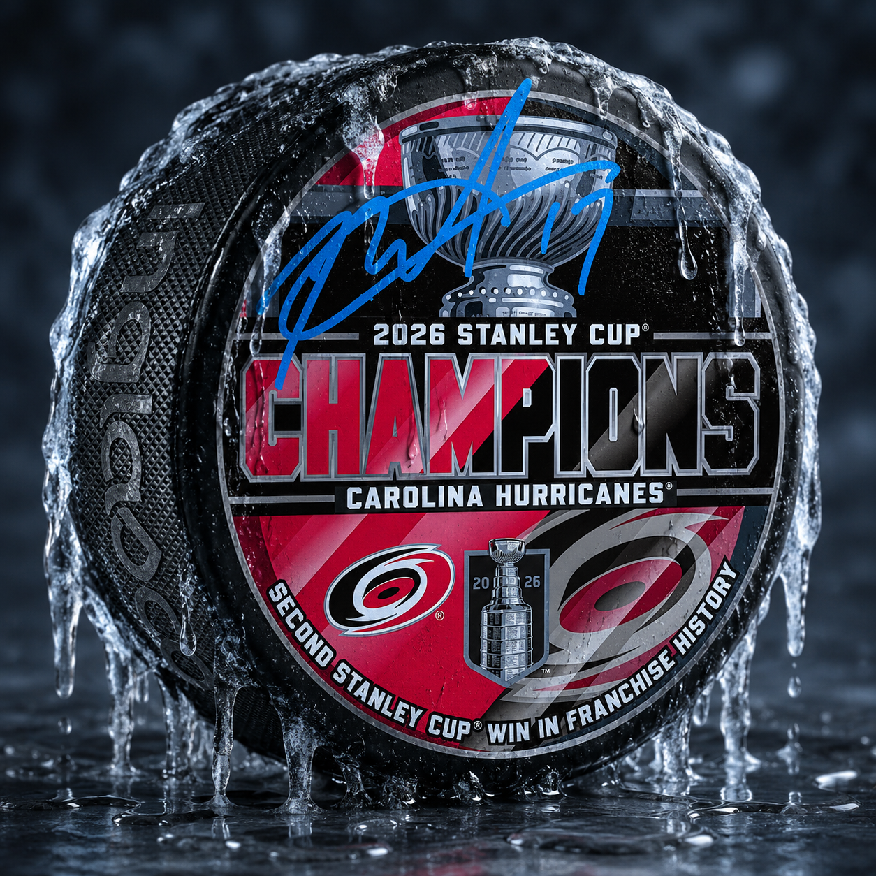 Rod Brind'Amour Carolina Hurricanes Autographed 2026 Stanley Cup Champions Hockey Puck