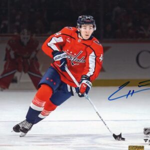 Cole Hutson Washington Capitals Autographed Red Jersey 8x10 Photo